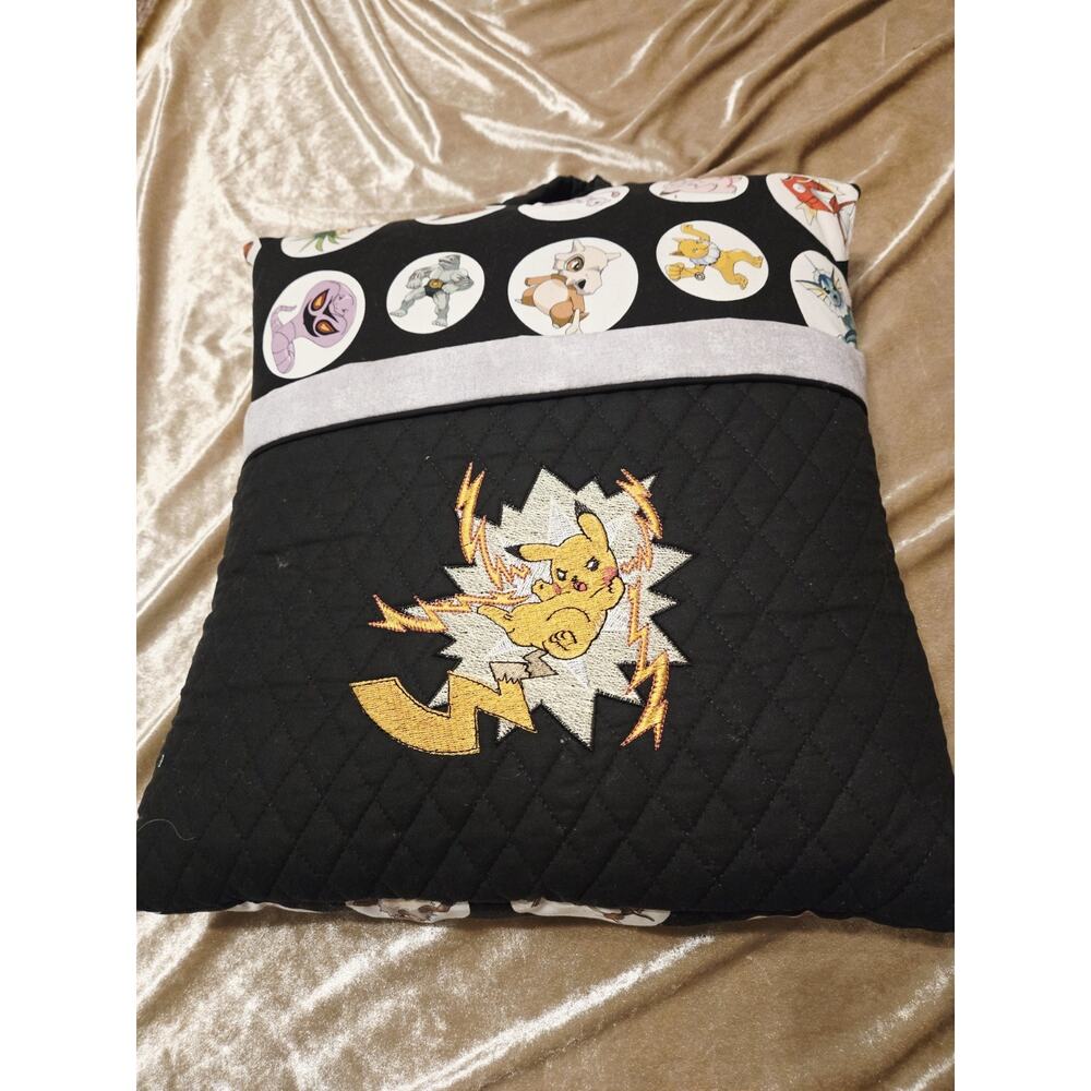 Vtg 1998 Pokemon Embroidered Pikachu Pillow Case standard W/ Handle